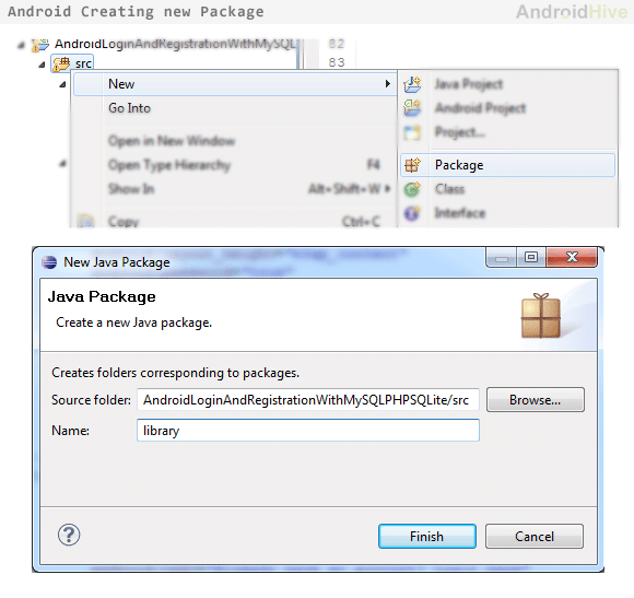 Android create new package Android create new package